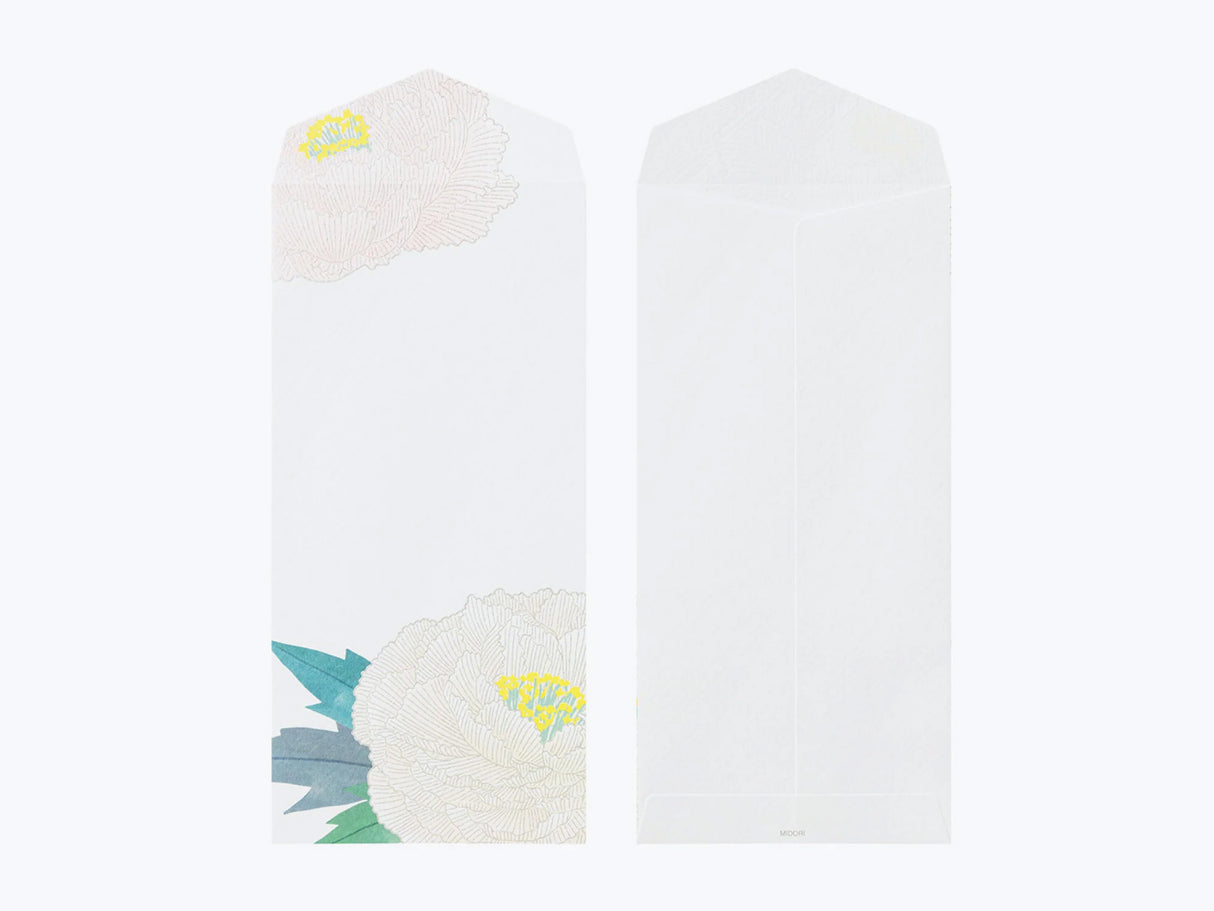 Midori Seasonal Envelopes - 007 Silk-Printing Winter Peony