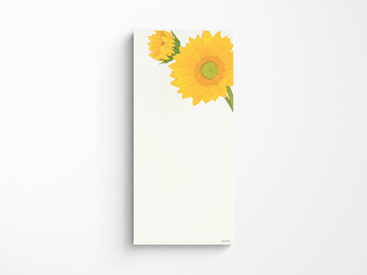 Midori Seasonal Memo Letter Pad - 605 Four Designs Sunflower