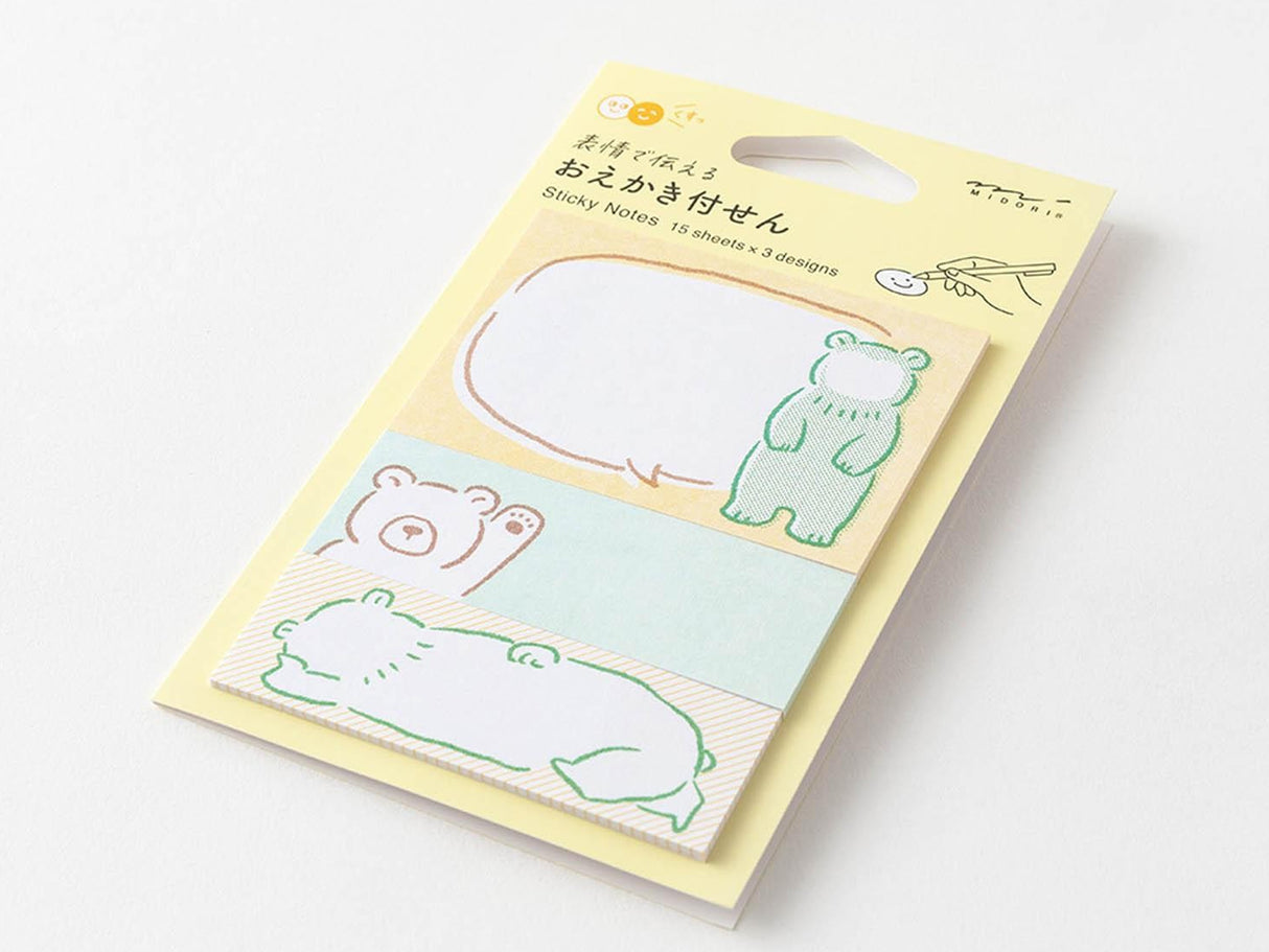 Midori Sticky Notes - Drawing Bear