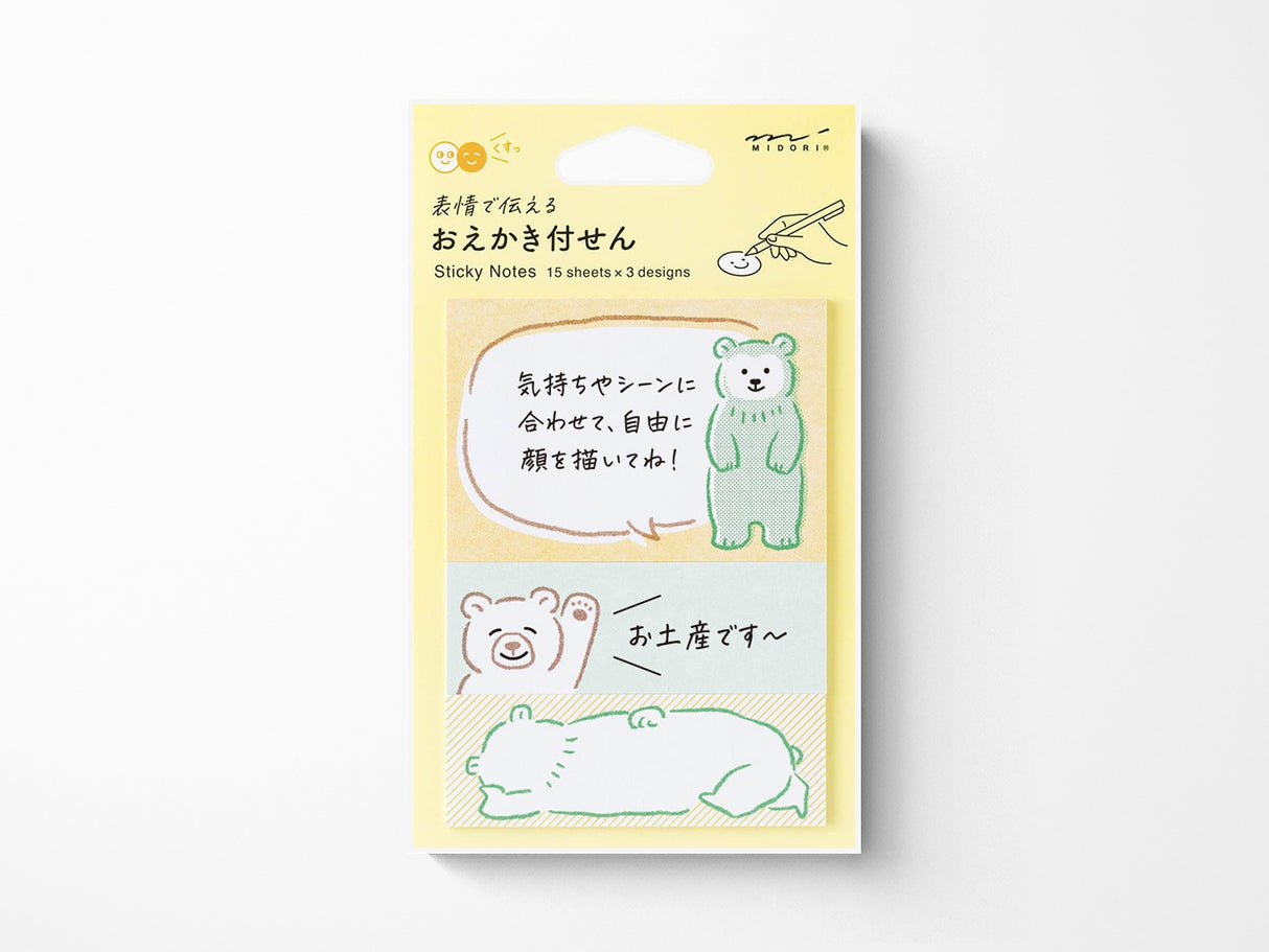 Midori Sticky Notes - Drawing Bear
