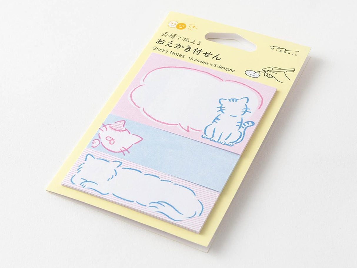 Midori Sticky Notes - Drawing Cat
