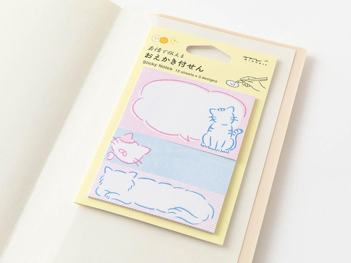 Midori Sticky Notes - Drawing Cat