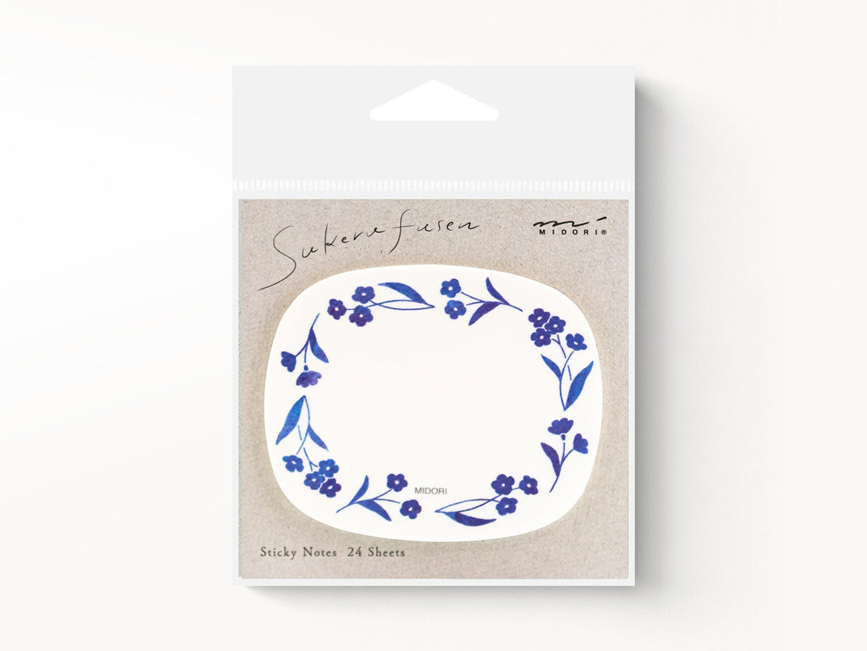 Midori Sticky Notes - Transparent Blue Flowers