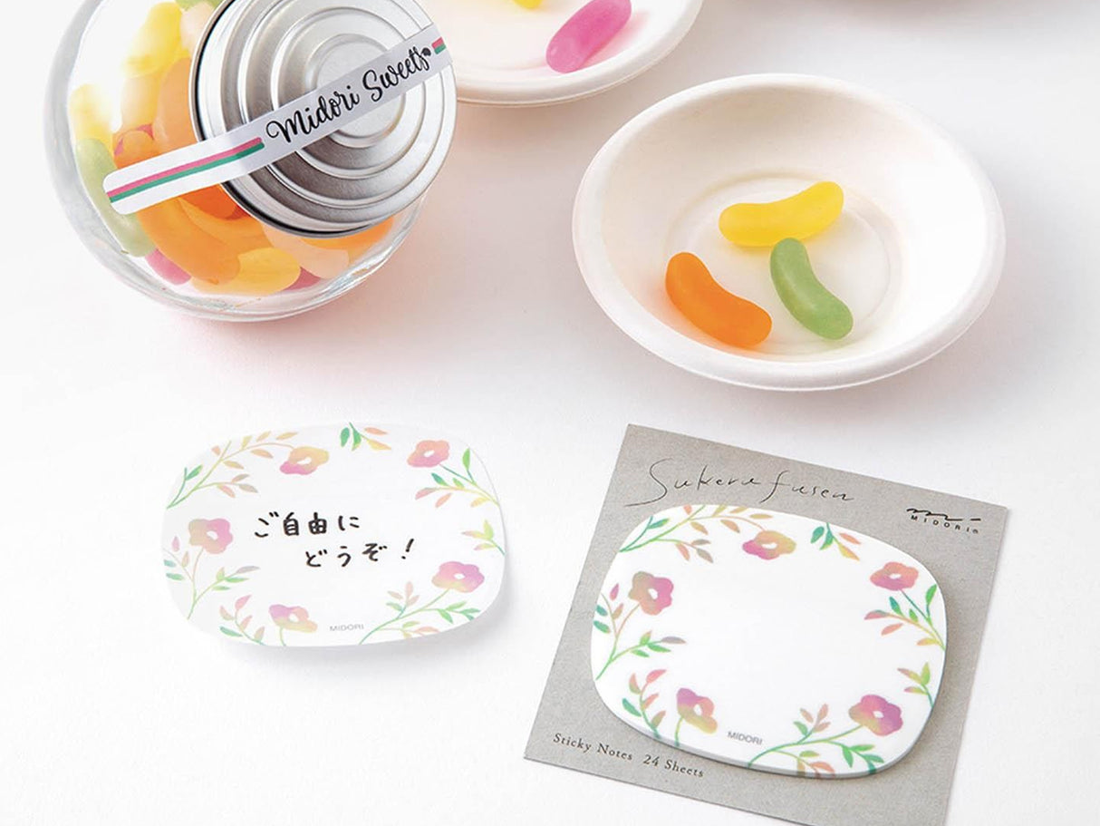 Midori Sticky Notes - Transparent Flower Pink