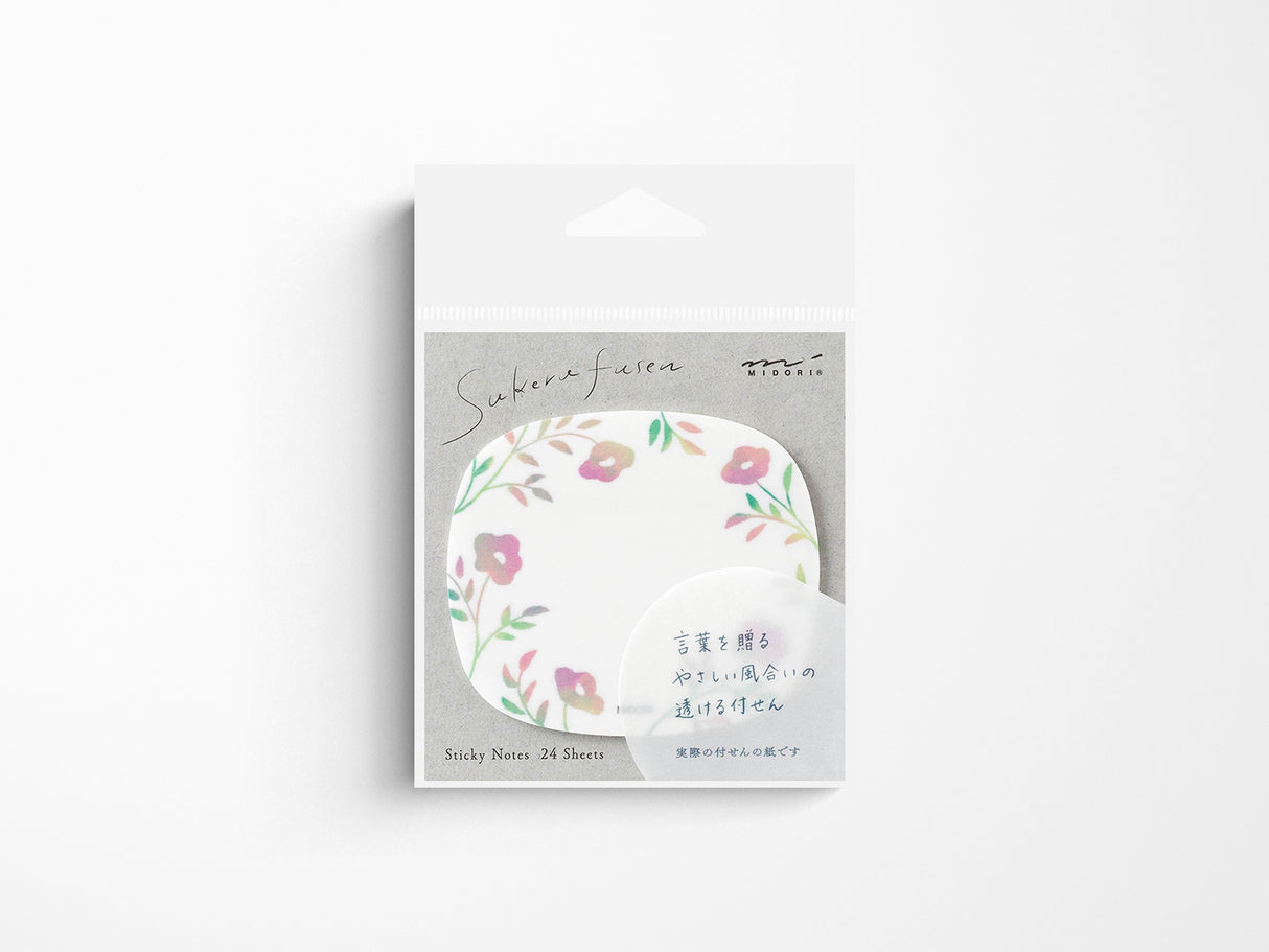 Midori Sticky Notes - Transparent Flower Pink