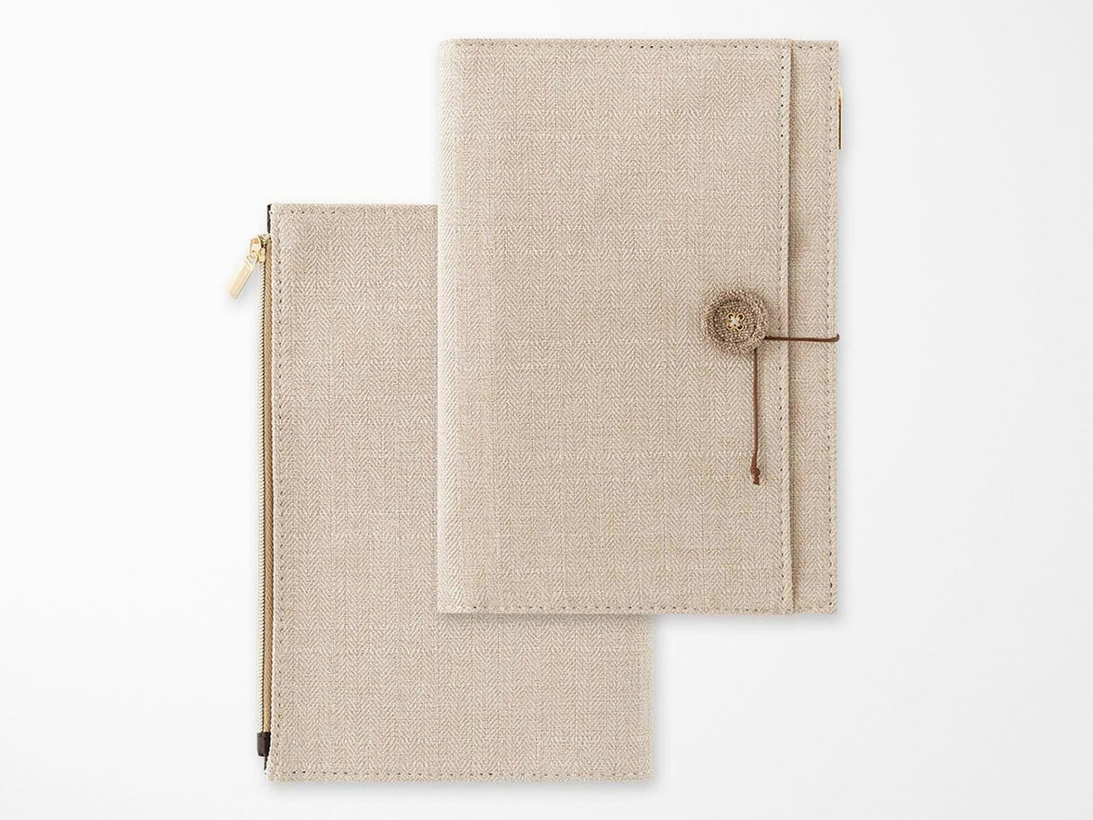 Midori Yuru Log Notebook Cover B6 - Beige Cloth