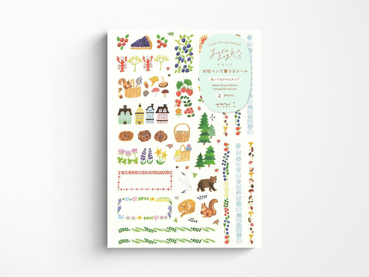 Midori Yuru Log Sticker 2 Sheets - Scandinavia