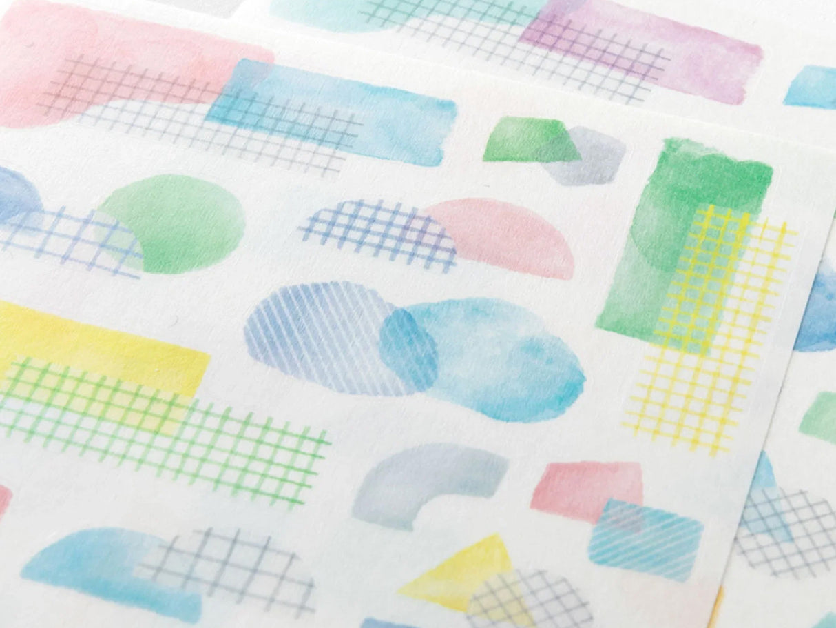 Midori Yuru Log Sticker 2 Sheets - Watercolor Collage