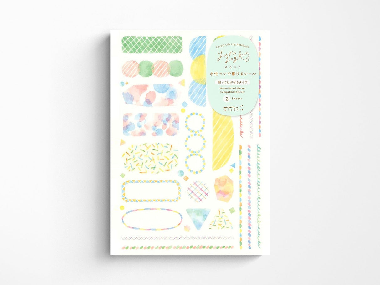 Midori Yuru Log Sticker 2 Sheets - Watercolor
