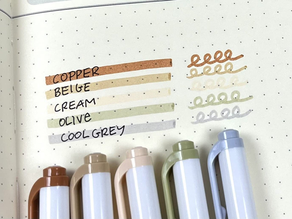 Mildliner Highlighter Double Ended Pens Neutral Colors - Set of 5