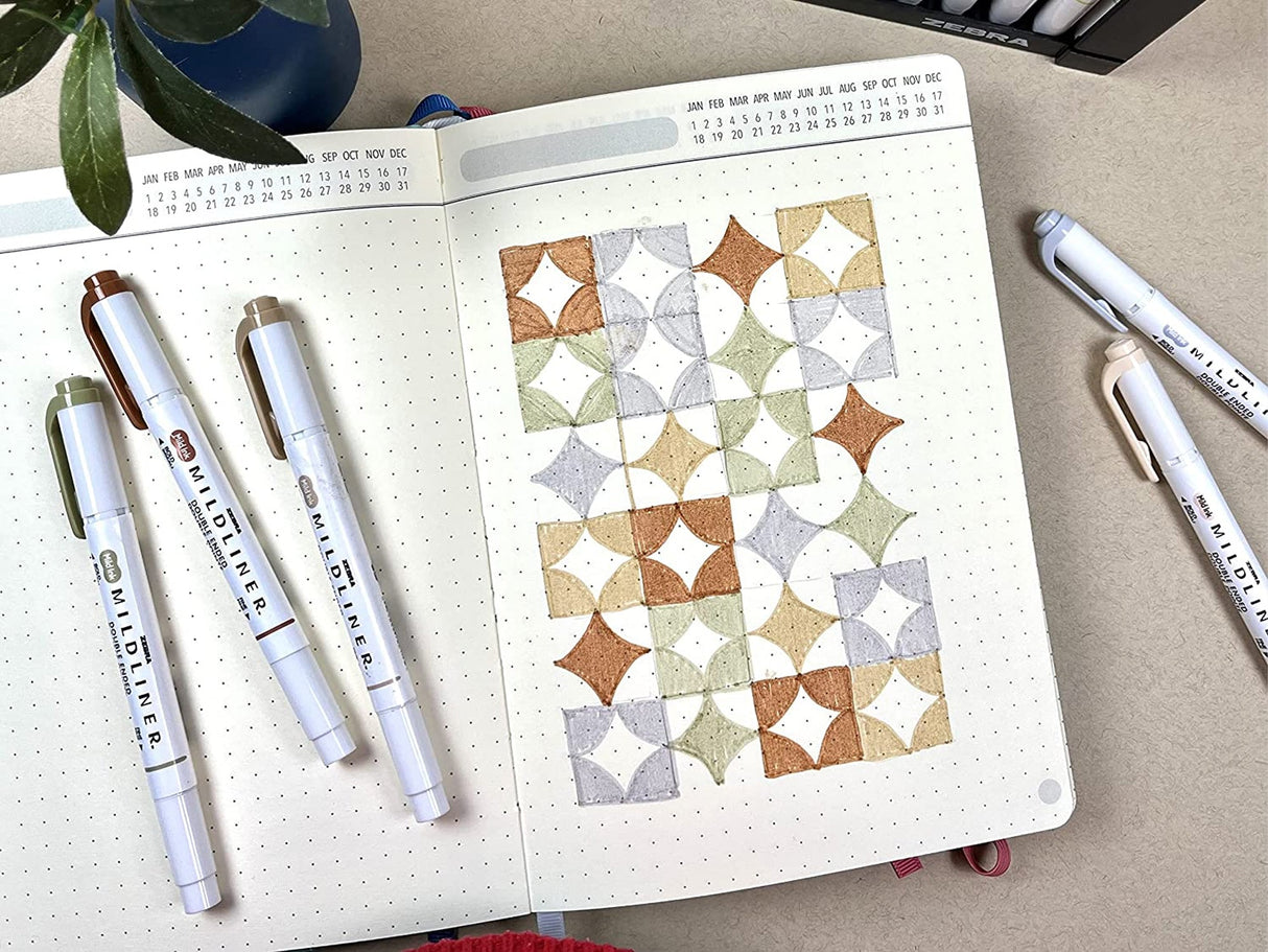 Mildliner Highlighter Double Ended Pens Neutral Colors - Set of 5