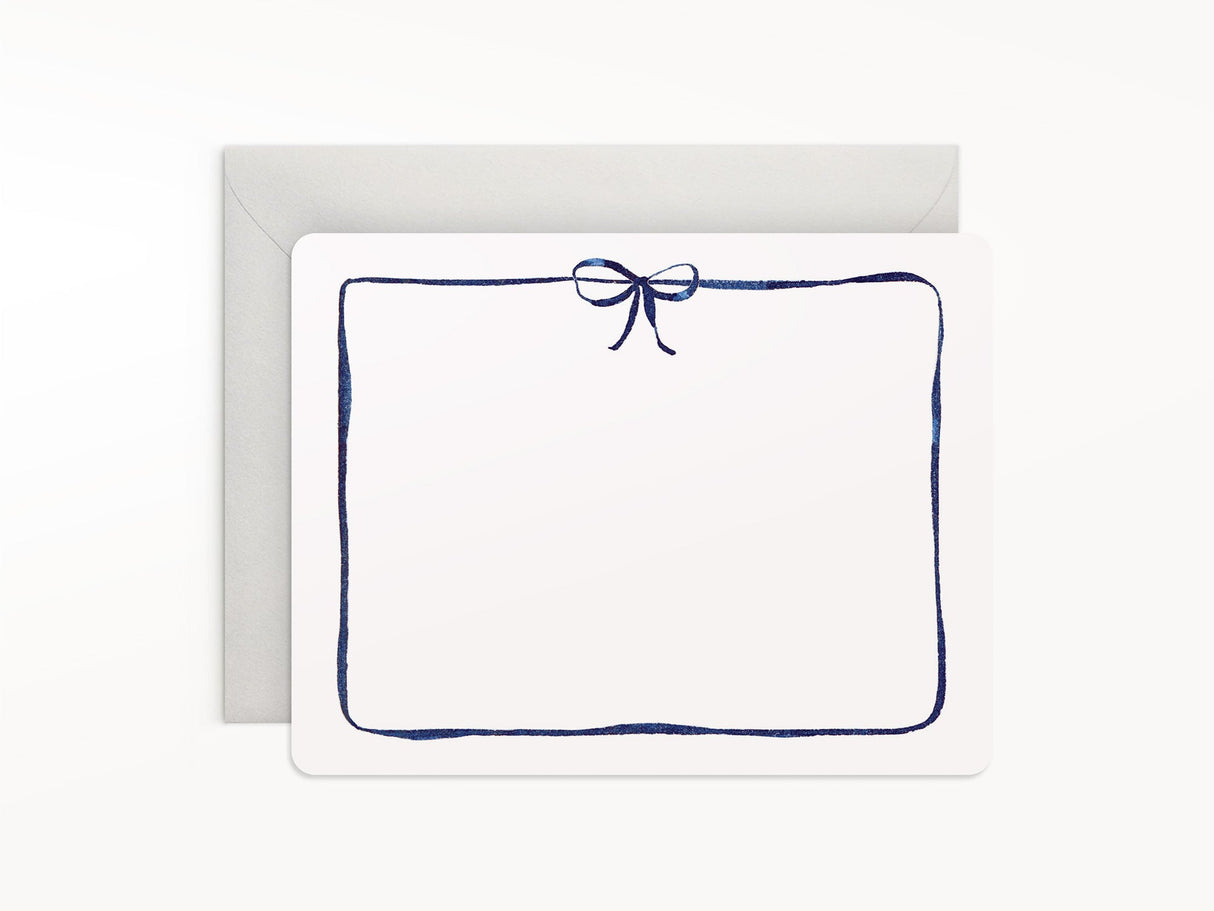Navy Bow Flat Notes Boxed Set of 8 Notecards