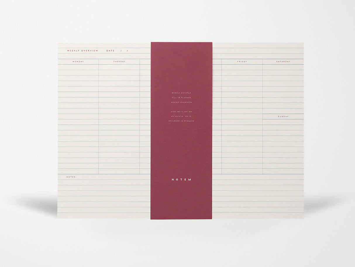 Notem MILO Weekly Planner Notepad - White & Blue