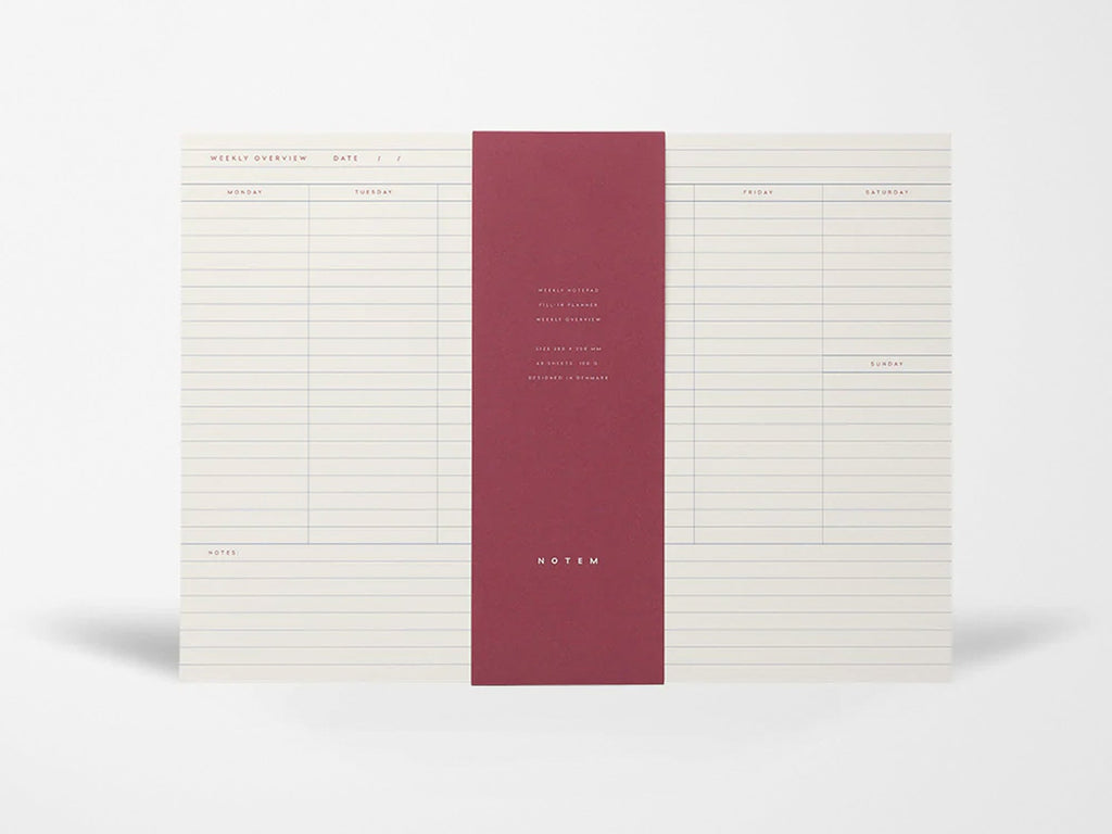 Notem MILO Weekly Planner Notepad - White & Blue