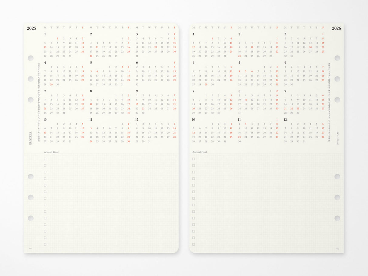 PLOTTER Refill Monthly Schedule Refill 2026 - A5 Size