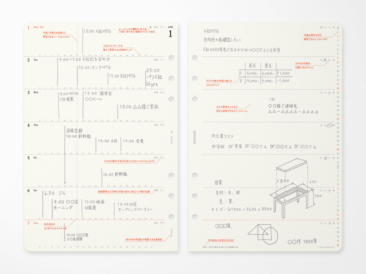 PLOTTER Refill Weekly Schedule Refill 2026 - A5 Size