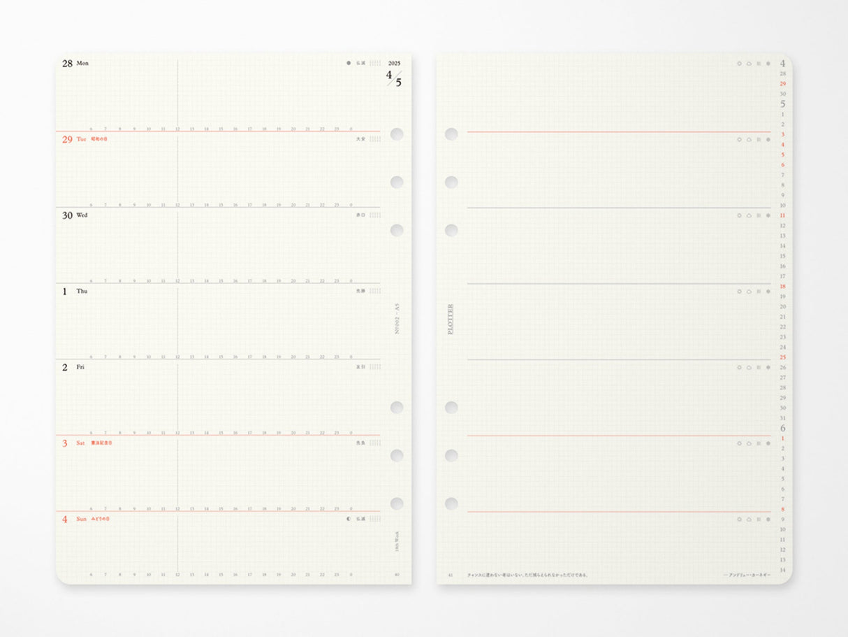 PLOTTER Refill Weekly Schedule Refill 2026 - A5 Size