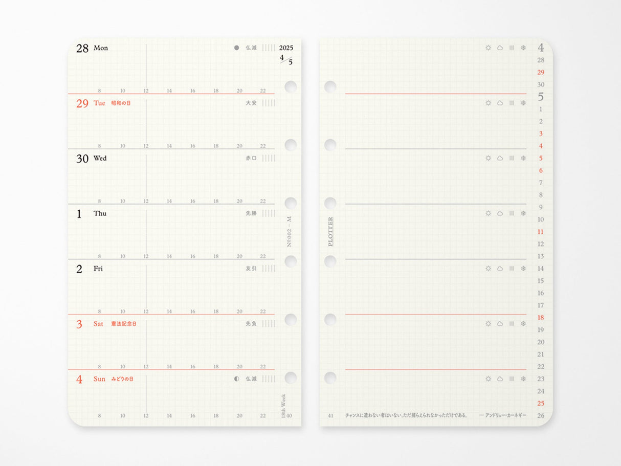 PLOTTER Refill Weekly Schedule Refill 2026 - Mini Size
