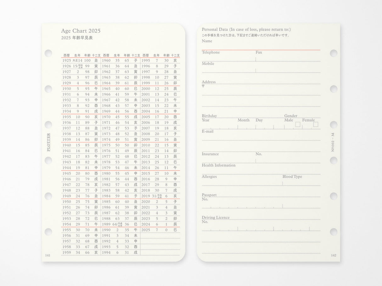 PLOTTER Refill Weekly Schedule Refill 2027 - Mini Size