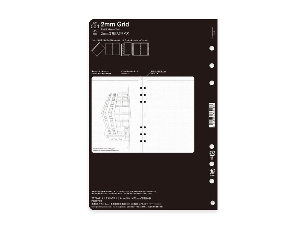 PLOTTER Refill Memo Pad 2mm Grid - A5 Size