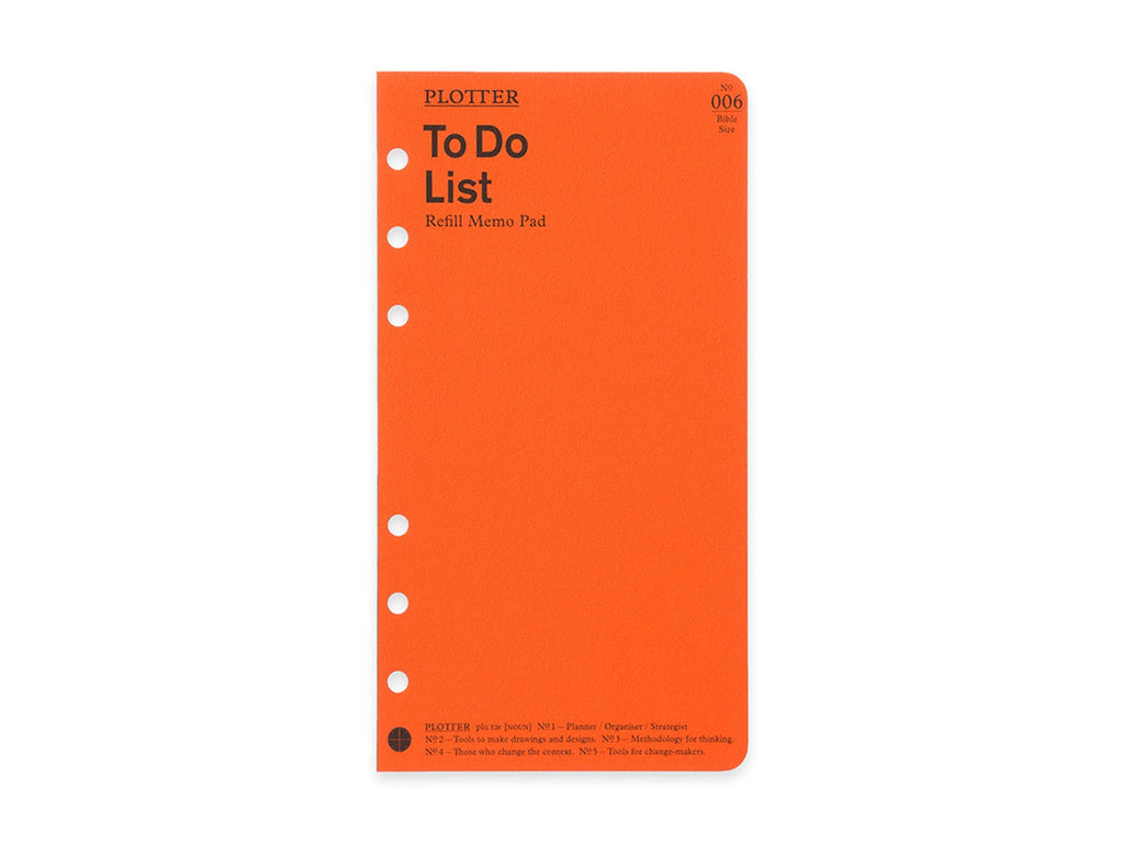 PLOTTER Refill Memo Pad To Do List - Bible Size