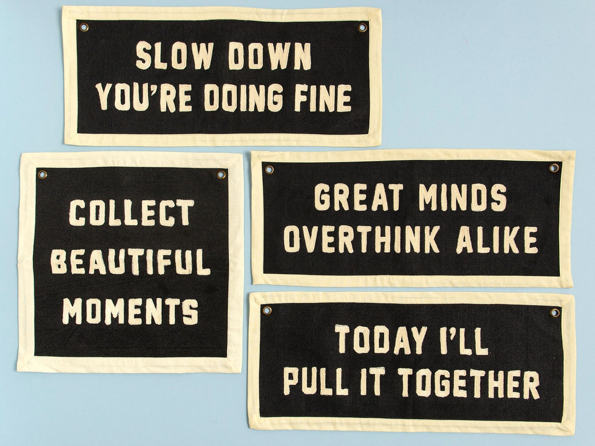 Slow Down Embroidered Canvas Banner