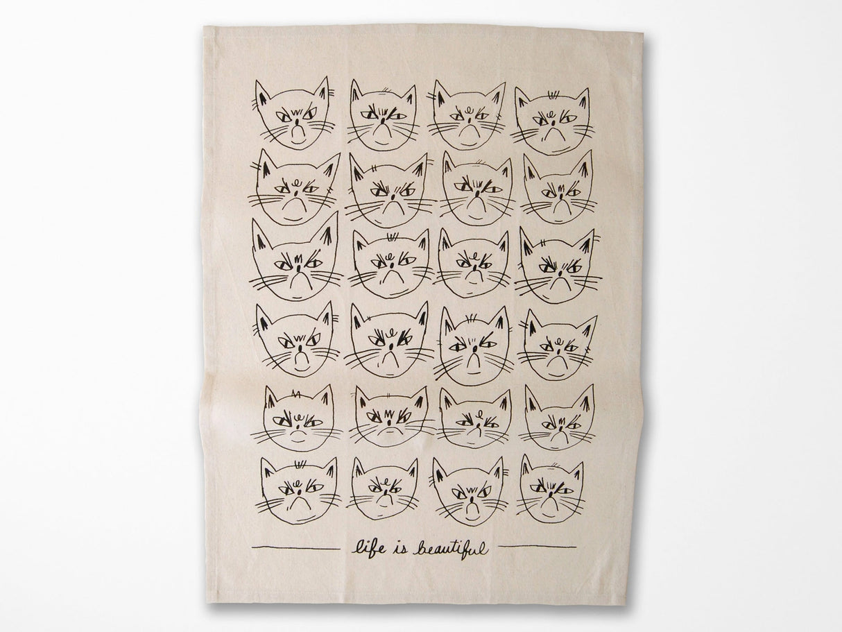 Snitty Kitty Life Is Beautiful Tea Towel