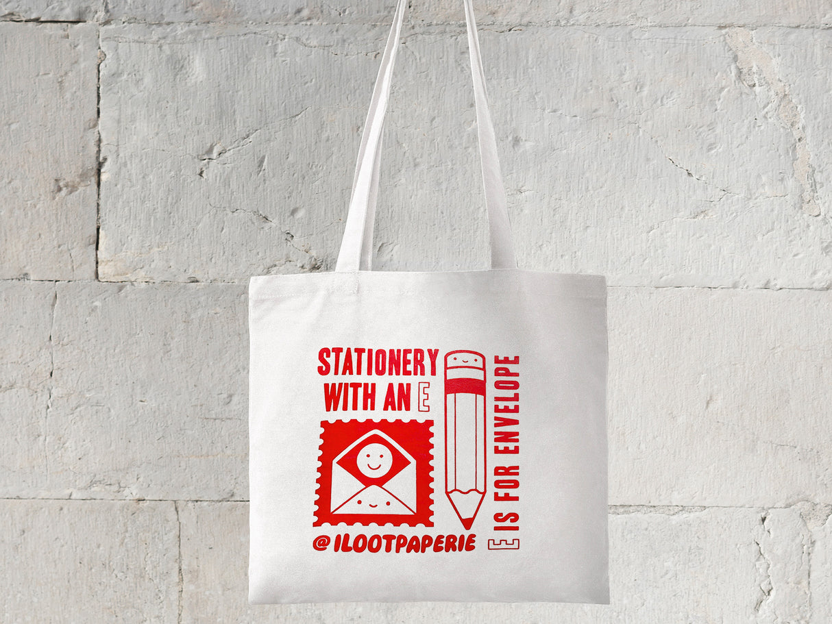 Stationery With An E Large Tote Bag