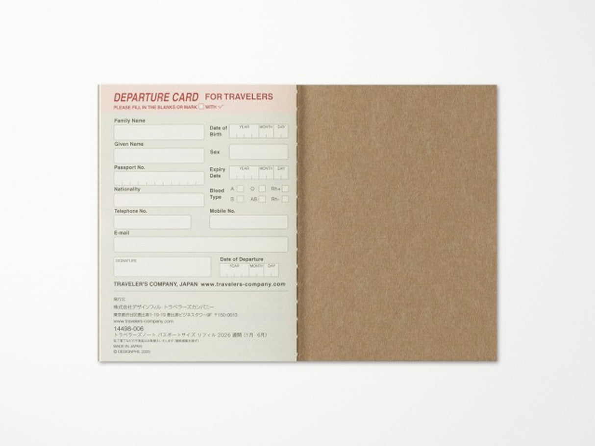 TRAVELER'S Notebook 2026 Weekly + Memo - Passport Size