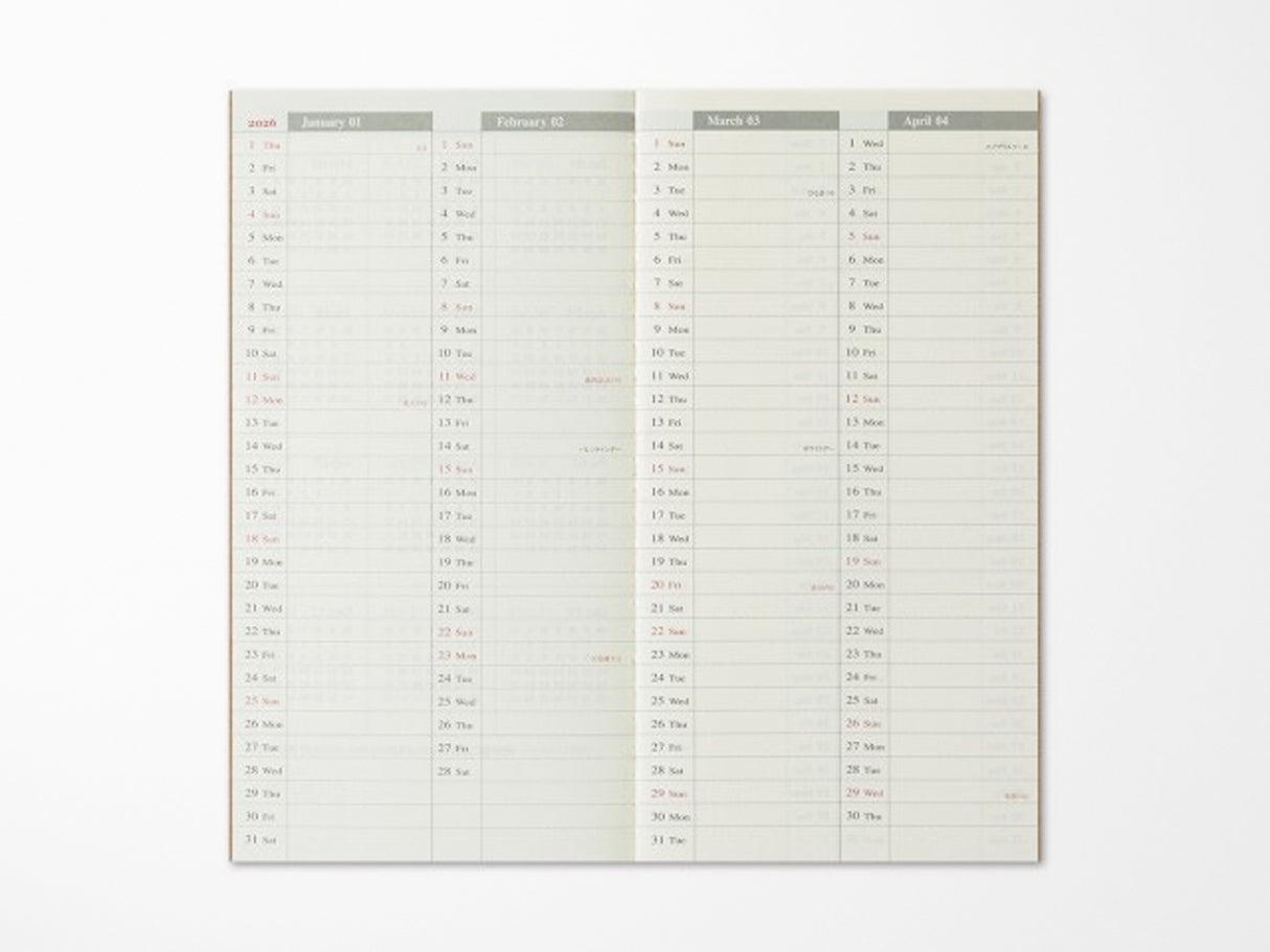 TRAVELER'S Notebook 2026 Weekly Vertical - Regular Size
