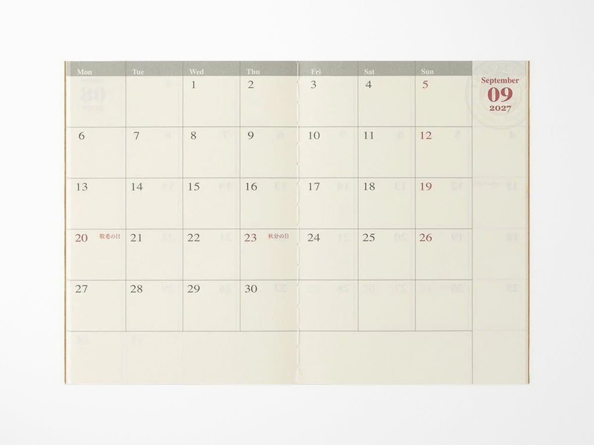 TRAVELER'S Notebook 2027 Monthly - Passport Size