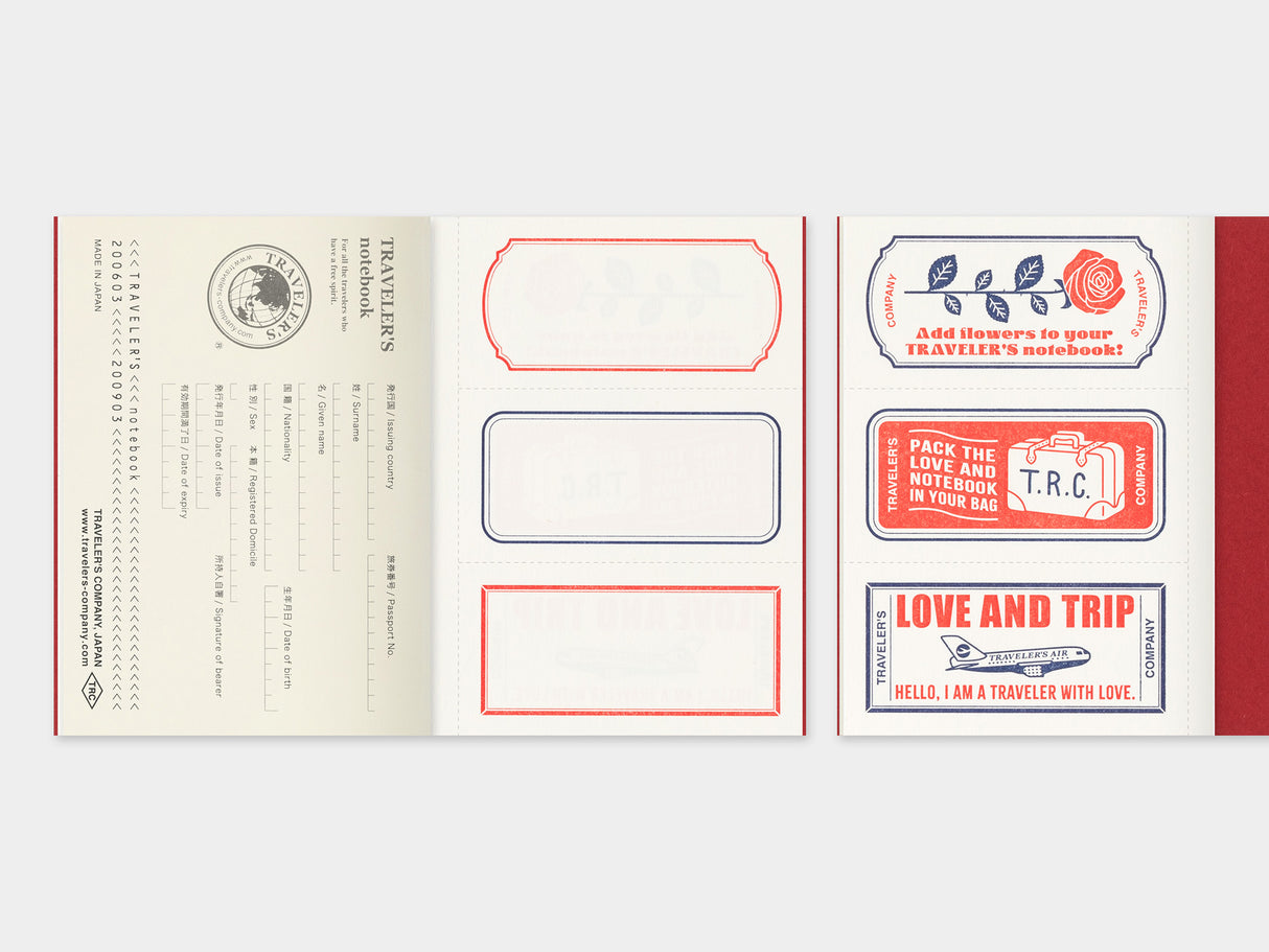 TRAVELER'S Notebook Refill Passport Size - Love and Trip Limited Edition
