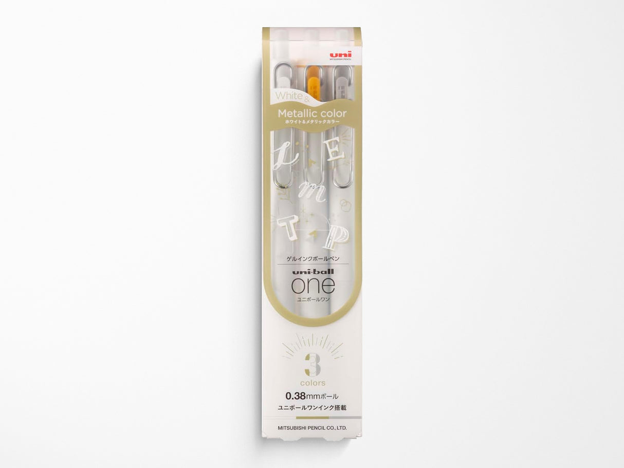 Uni-Ball One Gel Pen - White, Gold, Silver