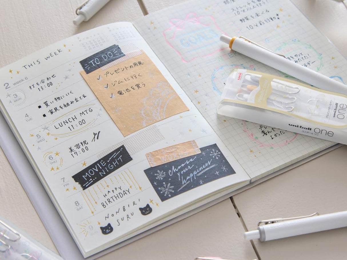 Uni-Ball One Gel Pen - White, Gold, Silver