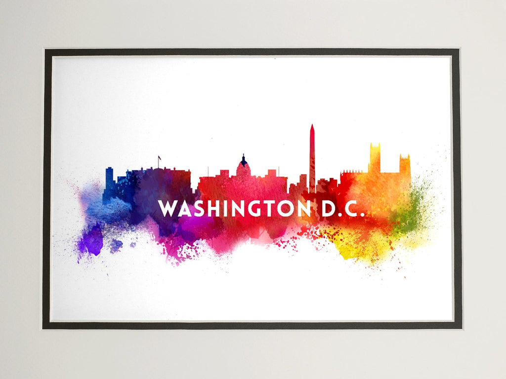 Washington DC Abstract Skyline Matted Print