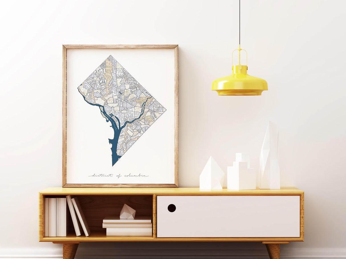Washington DC Neighborhoods Map Art Print