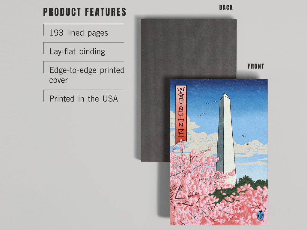 Washington Monument Cherry Blossoms Lay Flat Notebook