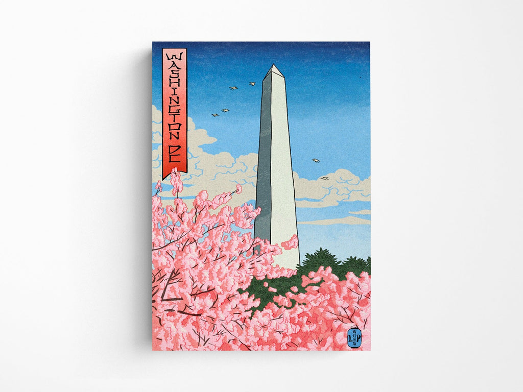 Washington Monument Cherry Blossoms Lay Flat Notebook