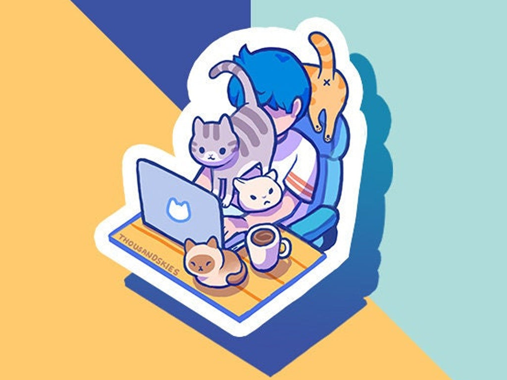 Working From Home With Cats Vinyl Sticker