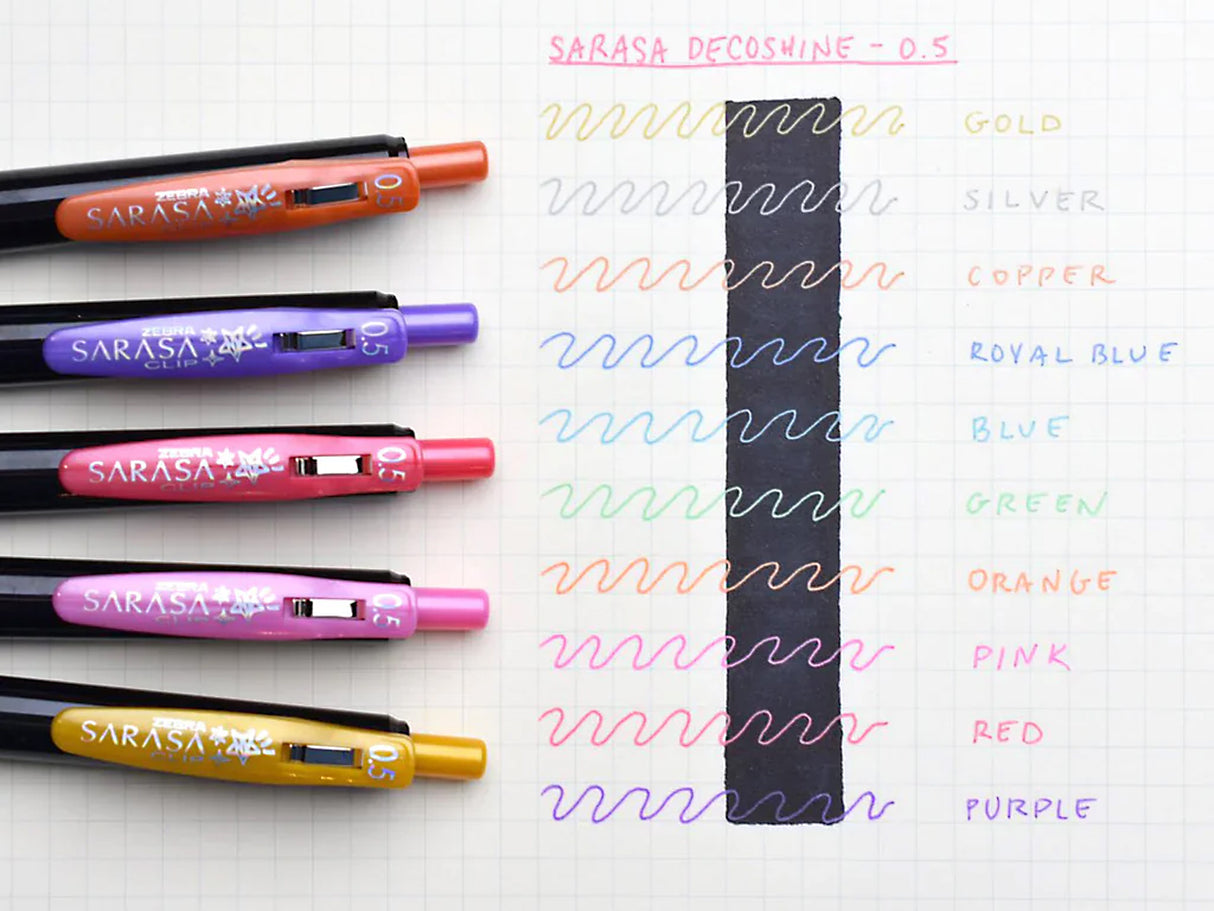 Zebra Sarasa Decoshine Metallic Retractable Clip Gel Pen