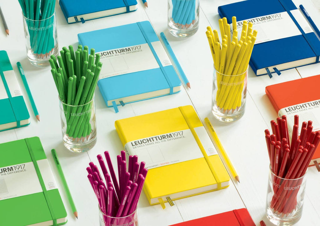 Leuchtturm1917 Notebooks come in a rainbow of colors and page formats. Choose Plain, Ruled, Squared, or dotted pages for bullet journaling. Whatever your preference, you'll be wowed by the quality construction and features in these notebooks.