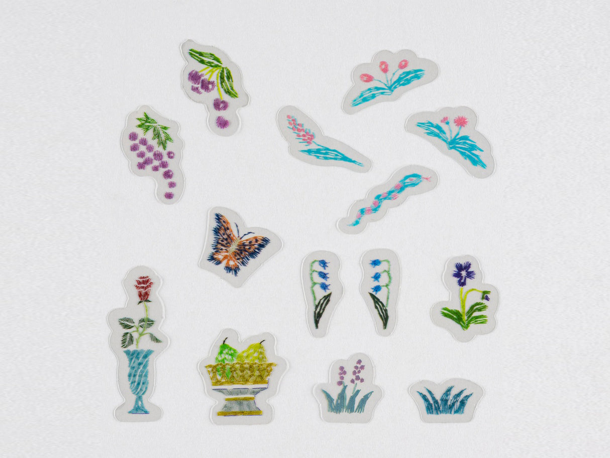 iyo okumi Transparent Embroidery Sticker Set - My Garden