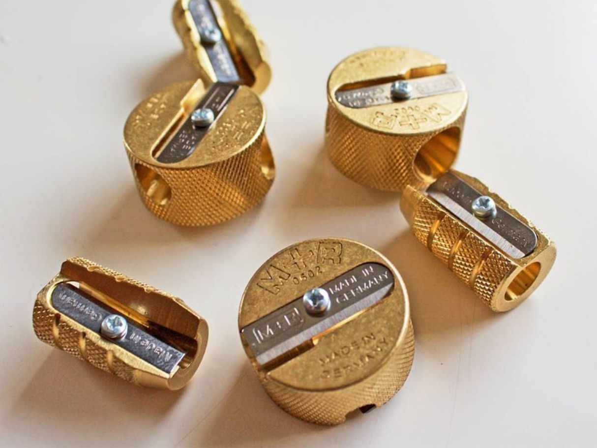 Double Round Brass Pencil Sharpener