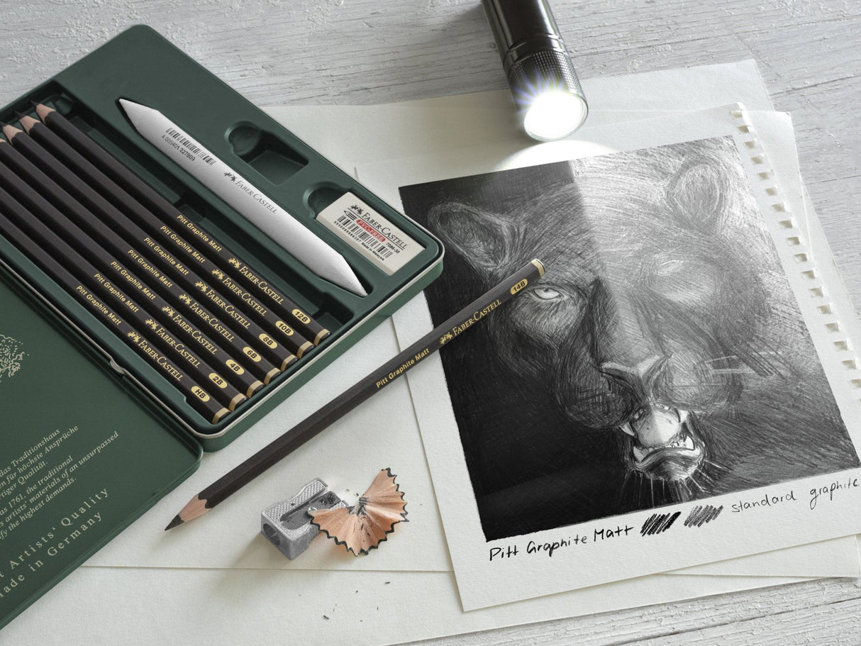 Faber Castell Pitt Graphite Matte Pencils, 11 Piece Set