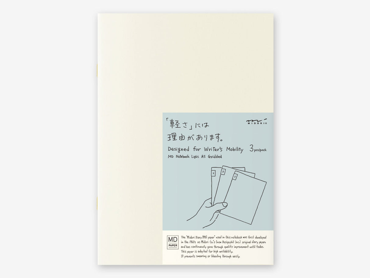 Midori MD Notebook Light A5 Grid Set of 3