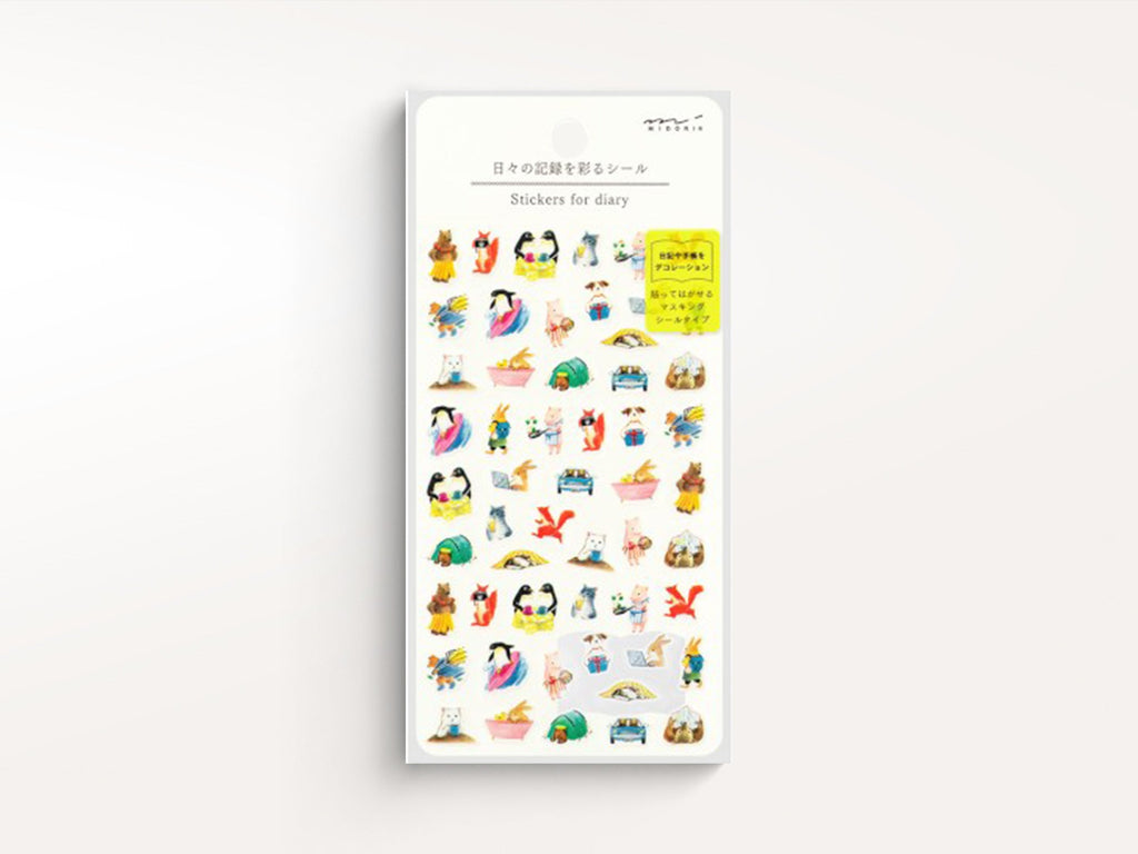 Midori Stickers for Diary Pages - Animal Scenes