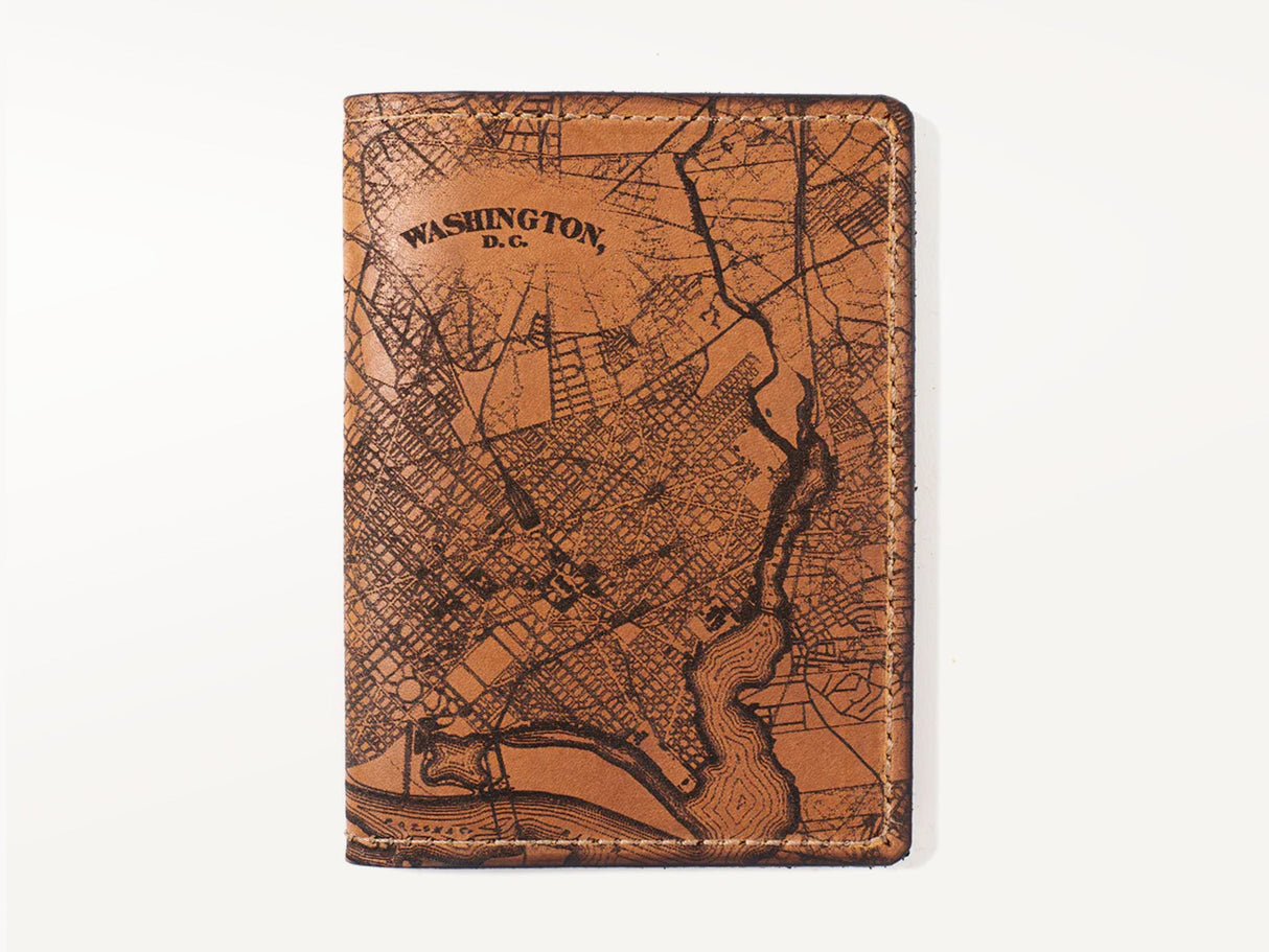 Washington DC Map Leather Passport Wallet