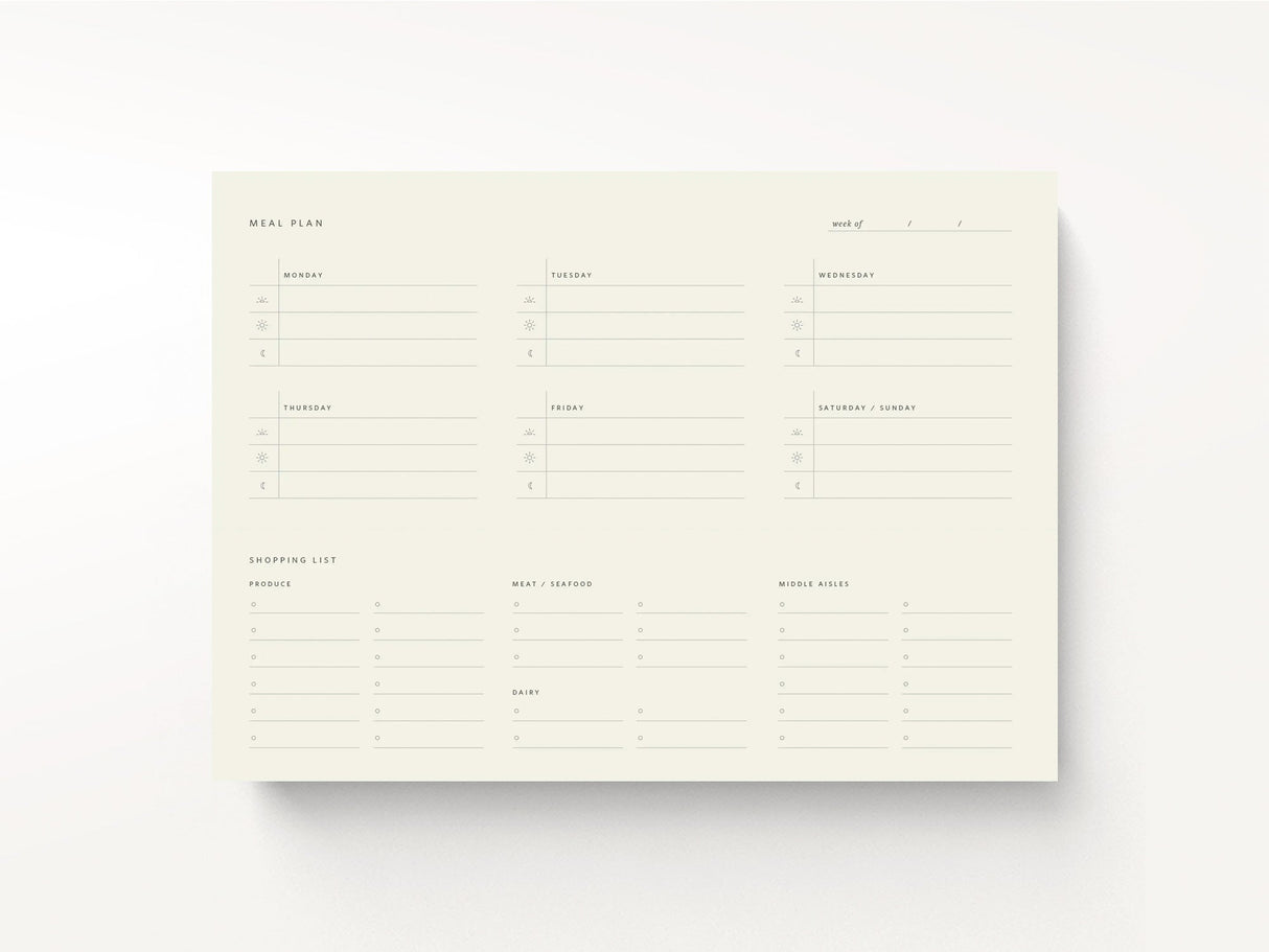 Weekly Meal Planner Notepad
