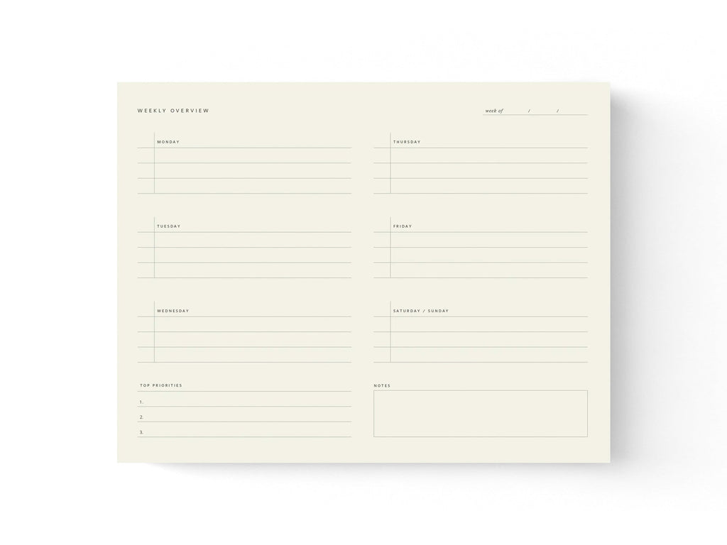 Weekly Overview Planner Notepad