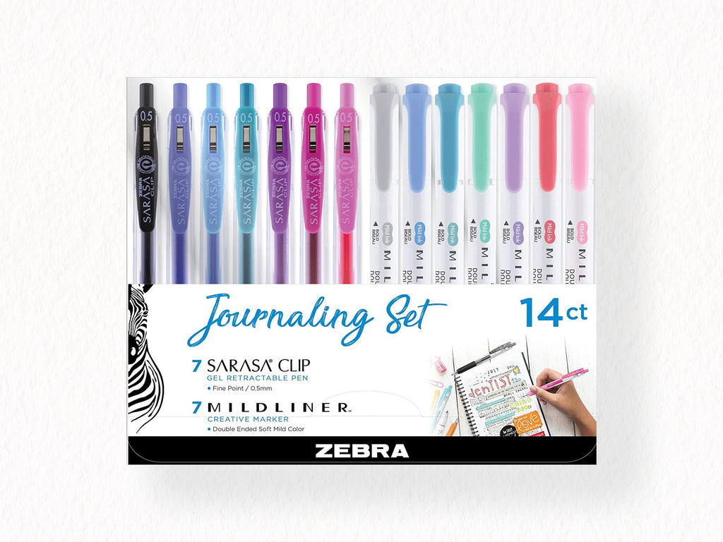 Zebra Journaling Set - 7 Mildliner Highlighters + 7 Sarasa Clip Gel Pens
